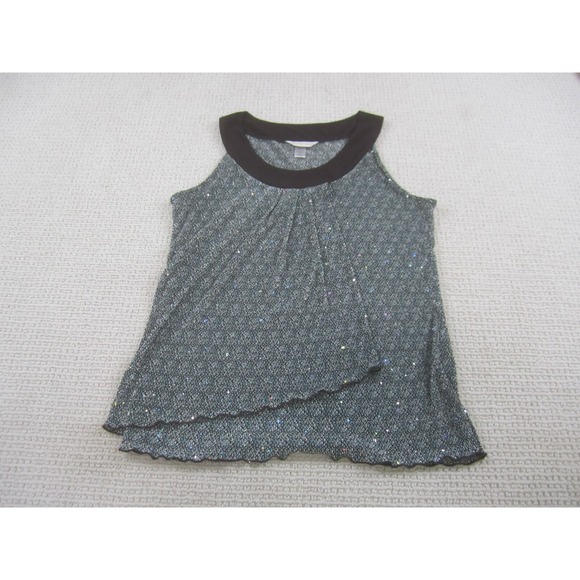 Christopher & Banks Blouse Womens Multicolor Sleeveless Sparkle Layered Hem XL‎ - Picture 1 of 8